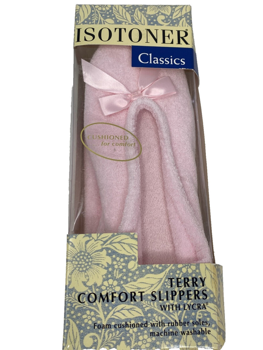 Vintage Isotoner Classics Pink Terry Ballerina Slippers Womens Medium 6.5-7.5 Bo